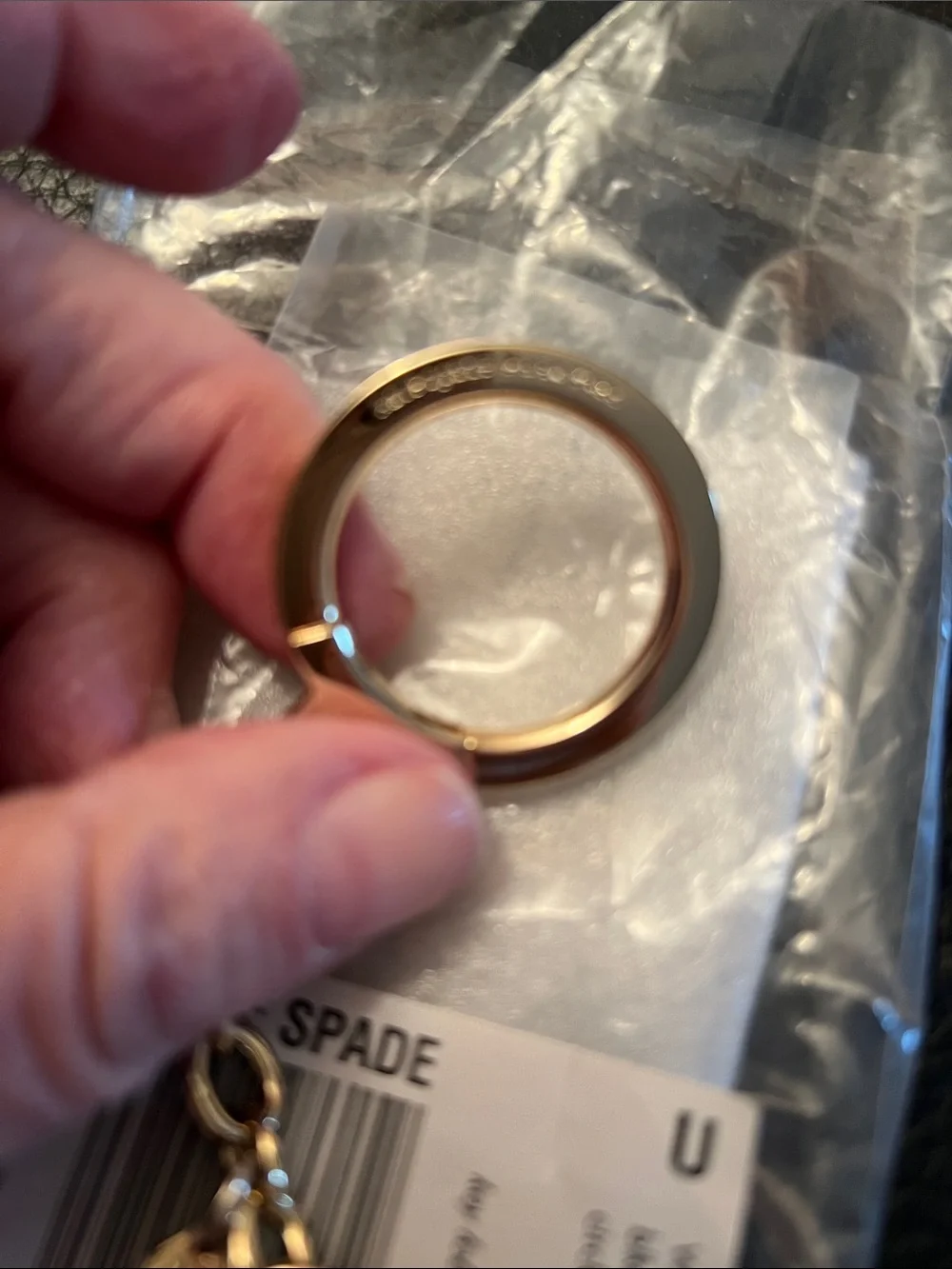 KATE SPADE NWT berry leather circle keyring bag charm with gold hardware
